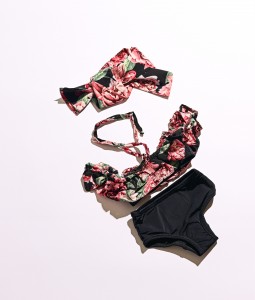 Floral Black High waisted Bikini Set
